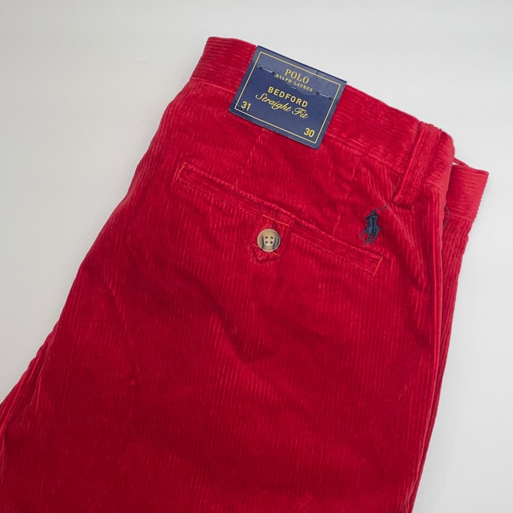 NEW Polo Ralph Lauren Bedford Corduroy Pants Mens 31x30 Stretch Straight Fit Red